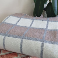 Одеяло п-ш 50% шерсть 50% ПЭ 140х205, бело-серо-коричневая клетка 5 ОПШ-1